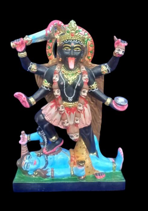 Carved Black Marble Kali Mata Statue  In Arwal